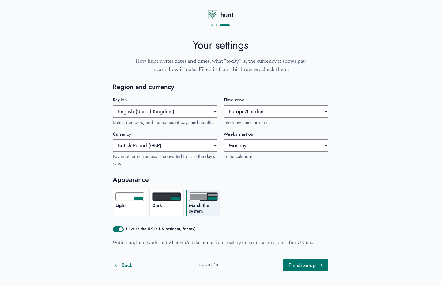 Setting up: your settings